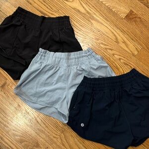 Lululemon 2.5 inch size 4 set of 3 Hotty Hot Low Rise Shorts.